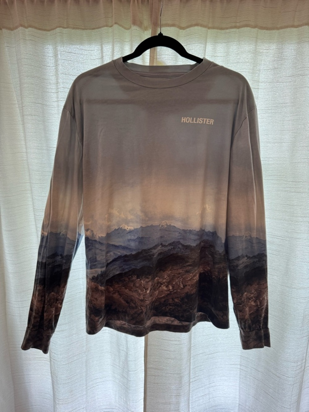 Hollister Soft Light Blue Logo Long Sleeve Tee